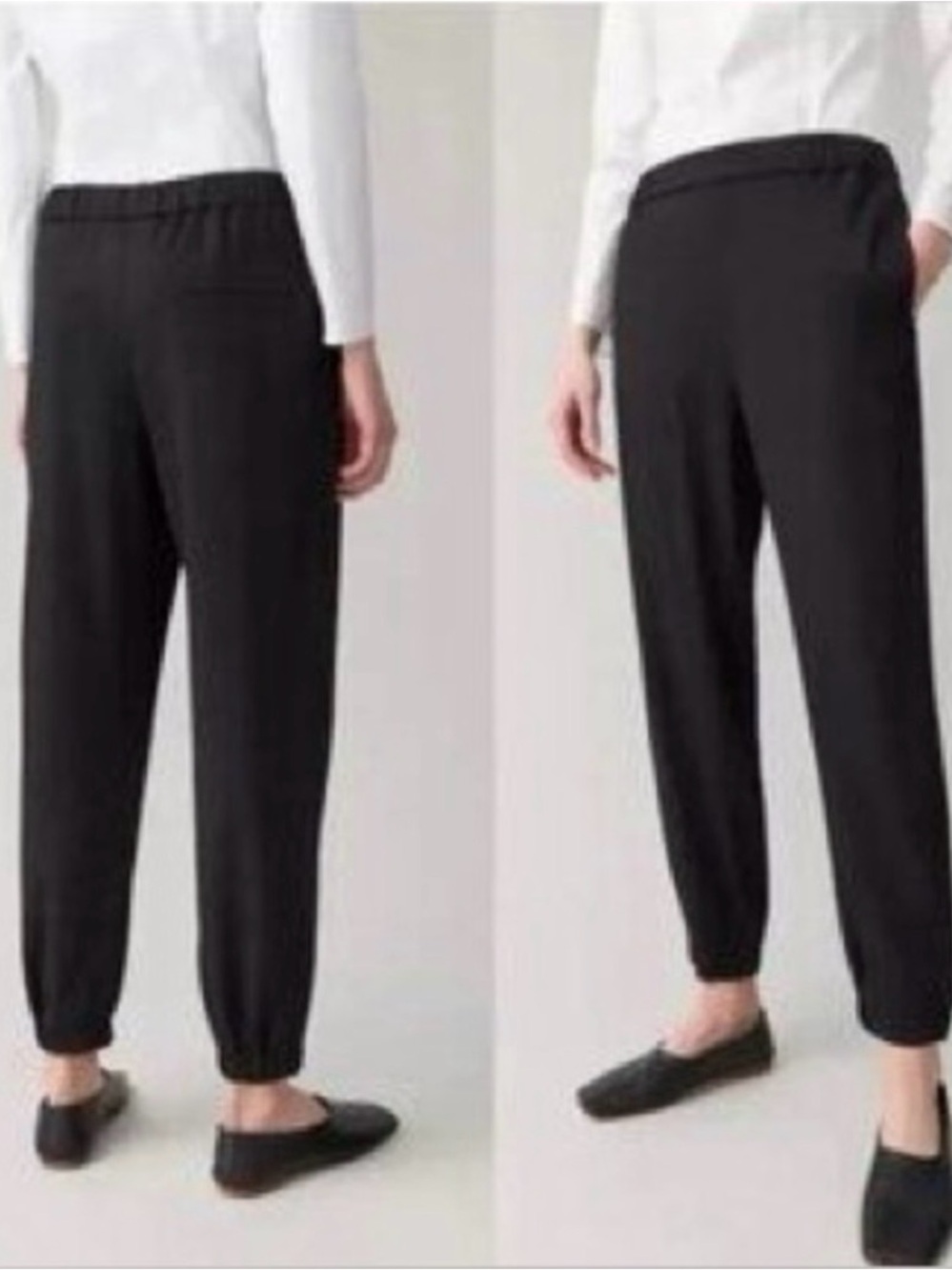 COS Jogger Pants Pull On Elastic Waistband Black Quiet Luxury Minimalist 6